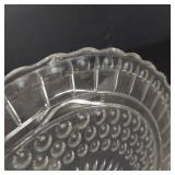 Vintage Federal Glass Footed Cake Plate - Sunburst Center with Dotted Ring Pattern