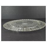 Vintage Federal Glass Footed Cake Plate - Sunburst Center with Dotted Ring Pattern