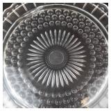 Vintage Federal Glass Footed Cake Plate - Sunburst Center with Dotted Ring Pattern