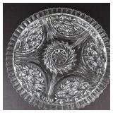 Anchor Hocking Stars & Bars Relish Platter - Vintage Clear Glass, 4-Section
