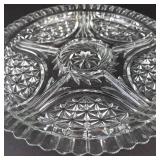 Anchor Hocking Stars & Bars Relish Platter - Vintage Clear Glass, 4-Section