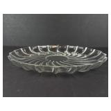 Federal Glass Rhythm Platter - Clear Swirl Round - 9 in Diameter - Vintage 1960s