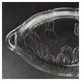 Colony Crafts Crystal Fleurs Handled Platter - Vintage Floral Glass Serving Dish, Oval