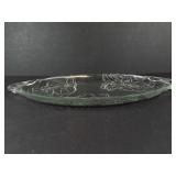 Colony Crafts Crystal Fleurs Handled Platter - Vintage Floral Glass Serving Dish, Oval