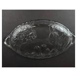 Colony Crafts Crystal Fleurs Handled Platter - Vintage Floral Glass Serving Dish, Oval