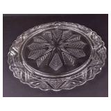 Federal Glass Starburst Snowflake Pattern Footed Cake Plate - 9-Inch Clear Glass