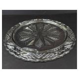 Federal Glass Starburst Snowflake Pattern Footed Cake Plate - 9-Inch Clear Glass