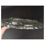 Federal Glass Starburst Snowflake Pattern Footed Cake Plate - 9-Inch Clear Glass