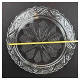 Federal Glass Starburst Snowflake Pattern Footed Cake Plate - 9-Inch Clear Glass