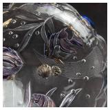 Mikasa Savoir Vivre Key Largo Glass Bowl - Vintage Embossed Fish & Seashells, Blue Edges