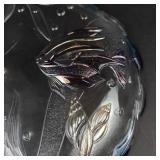 Mikasa Savoir Vivre Key Largo Glass Bowl - Vintage Embossed Fish & Seashells, Blue Edges