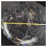 Mikasa Savoir Vivre Key Largo Glass Bowl - Vintage Embossed Fish & Seashells, Blue Edges