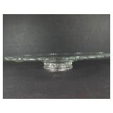 Clear Glass Pedestal Plate with Etched Leaf Pattern - 11 Inch Diameter