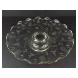 Clear Glass Cake Stand on Pedestal - Grapevine Etching