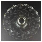 Clear Glass Cake Stand on Pedestal - Grapevine Etching