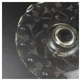 Clear Glass Cake Stand on Pedestal - Grapevine Etching