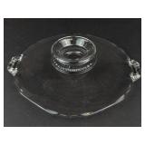 Clear Glass Cake Plate - 9-Inch, Ripple Edge, Center Ring