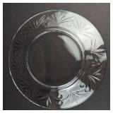 Clear Glass Dessert Plates - Bamboo Leaf Border (Lot of 4)