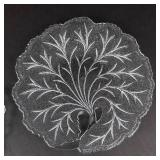 Indiana Glass Pebble Leaf Clear Glass Dish & Pressed Glass Serving Plate (Lot of 2)