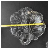Indiana Glass Pebble Leaf Clear Glass Dish & Pressed Glass Serving Plate (Lot of 2)