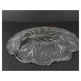 Indiana Glass Pebble Leaf Clear Glass Dish & Pressed Glass Serving Plate (Lot of 2)