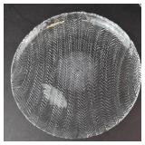 Pressed Glass Plates Set - Leaf & Berry Embossed, Herringbone & Clear Swirl Edges (Lot of 3)