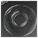 Pressed Glass Plates Set - Leaf & Berry Embossed, Herringbone & Clear Swirl Edges (Lot of 3)
