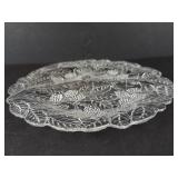 Pressed Glass Plates Set - Leaf & Berry Embossed, Herringbone & Clear Swirl Edges (Lot of 3)