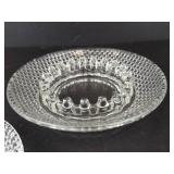 Vintage Clear Glass Ashtrays - Diamond Pattern with Beaded Inner Ring (Lot of 2)