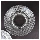 Vintage Clear Glass Ashtrays - Diamond Pattern with Beaded Inner Ring (Lot of 2)
