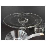 GMHC Engraved Glassware Set - Cake Platter on Stand, 2 Totem Pole Plates (Lot of 6)