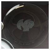 GMHC Engraved Glassware Set - Cake Platter on Stand, 2 Totem Pole Plates (Lot of 6)