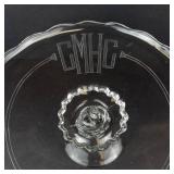 GMHC Engraved Glassware Set - Cake Platter on Stand, 2 Totem Pole Plates (Lot of 6)