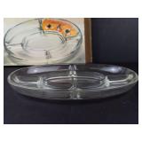 Essentials Vintage Clear Glass 5-Compartment Divided Serving Tray