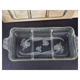 Toscany Printemps Relish Tray - 3-Compartment Frosted Floral Glass
