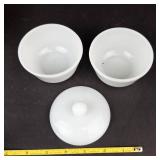 Anchor Hocking Fire-King Milk Glass D-Handle Mugs & Casserole Dish 7-Piece Set