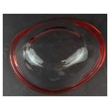 Walther-Glas Art Glass Oval Bowl - Red Rim, Clear Body - Made in Germany