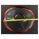 Walther-Glas Art Glass Oval Bowl - Red Rim, Clear Body - Made in Germany