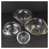 Glass Bowls - 4-Piece Clear Glass Set (Lot of 4)
