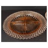Anchor Hocking Miss America Pink Depression Glass Divided Relish Trays - Set of 2