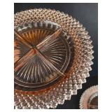 Anchor Hocking Miss America Pink Depression Glass Divided Relish Trays - Set of 2