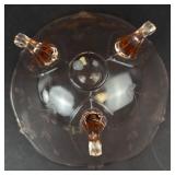 Lancaster Pink Depression Glass Footed Bowl - Floral Etching & Scalloped Rim