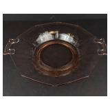 Vintage Pink Depression Glass Octagonal Serving Dish with Handles