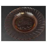 KIG Indonesia Pink Sunflower Glass Bowl - Amber Swirl Pattern, 9-in Diameter