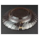 KIG Indonesia Pink Sunflower Glass Bowl - Amber Swirl Pattern, 9-in Diameter