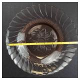 KIG Indonesia Pink Sunflower Glass Bowl - Amber Swirl Pattern, 9-in Diameter