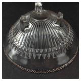 Pressed Glass Footed Bowl with Radiating Starburst Pattern - 6 in Diameter