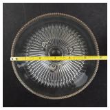 Pressed Glass Footed Bowl with Radiating Starburst Pattern - 6 in Diameter