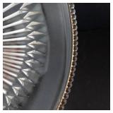 Pressed Glass Footed Bowl with Radiating Starburst Pattern - 6 in Diameter