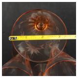 Tumbler Glasses - Vintage Pink Depression Glass Tall Footed (Lot of 4)